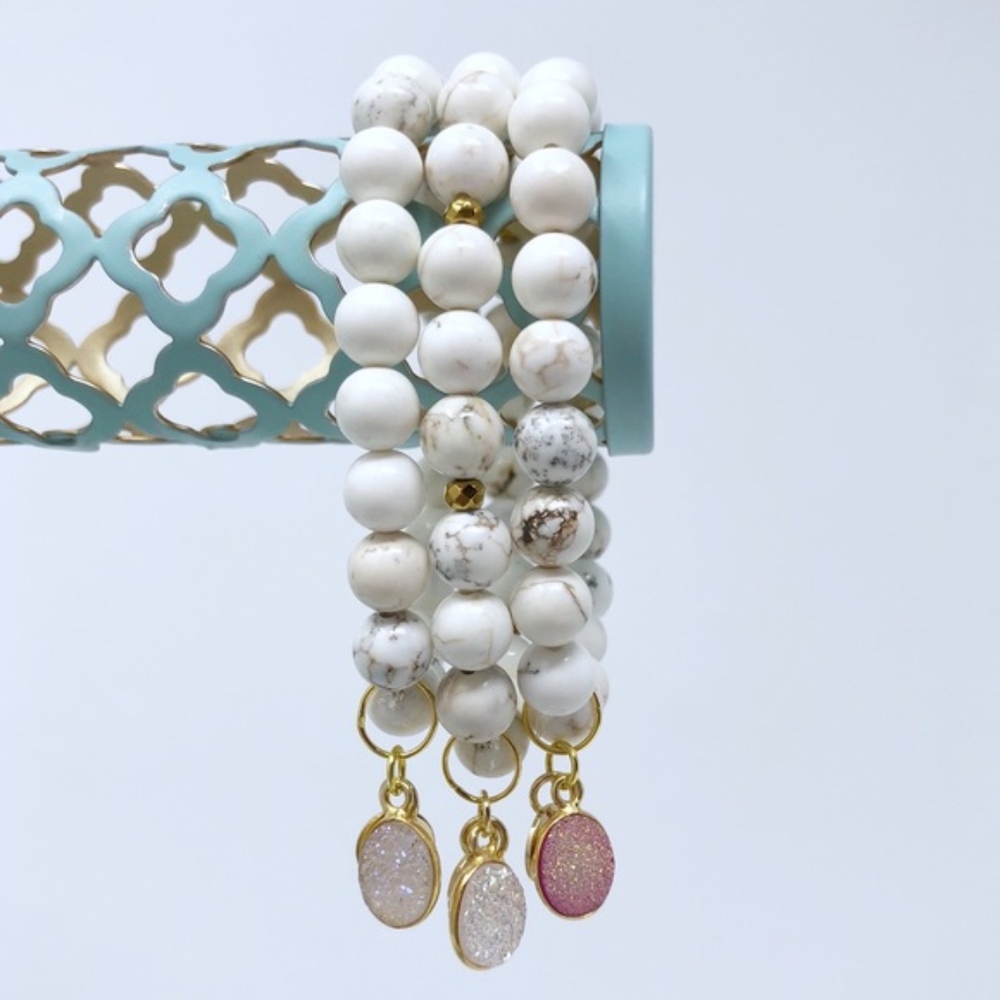 White Turquoise Druzy Bracelets - Picture 4 of 8